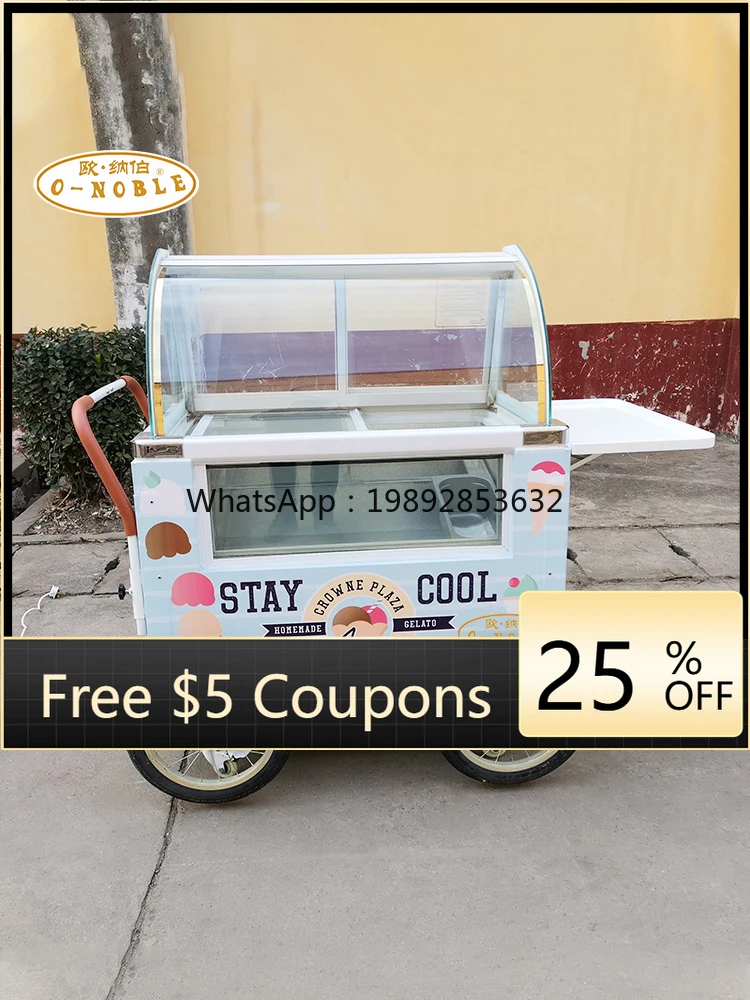 Small Refrigerated and Frozen Trolley Creative Mall Display for Ice Cream, Milk Tea, Juice, and Internet-Famous Cold Drinks