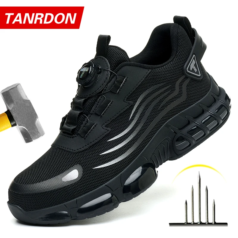 Rotary Button New Safety Shoes for Men, Anti-Impact and Anti-Piercing Work Shoes, Fashionable Men's Sports Shoes Tactical Boots