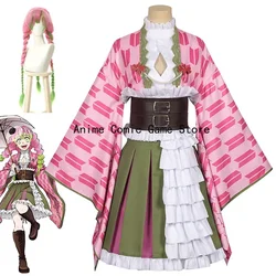 In Stock S-XXL Kanroji Mitsuri Cosplay Costume Wig Anime Demon 5th Anniversary Kimono Dress Halloween Party Outfits for Women