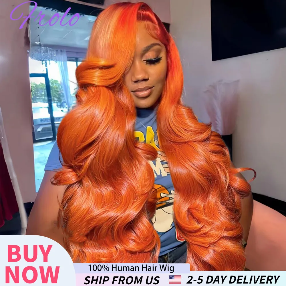 

30-дюймовый оранжевый рыжий парик из натуральных волос с объемной волной 13x6 Hd Парик из натуральных волос на кружеве с имбирем Цветной бразильский парик на фронтальной части шнурка
