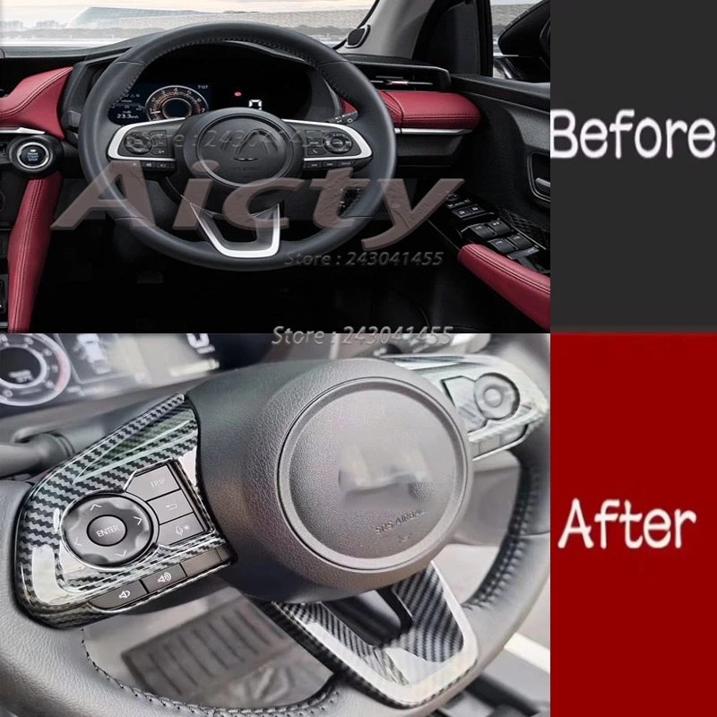 For Toyota Yaris Ativ/Vois 2023 2024 ABS Carbon Fiber Car Steering Wheel Decoration Cover Trim Frame Sticker Car Accessories
