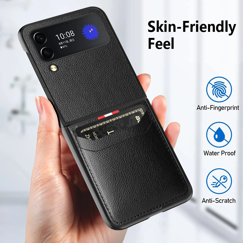 Anti-Drop Accessories Leather Case for Samsung Galaxy Z Flip 4 3 5G Flip4 Flip3 Flip 6 5 Flip5 Flip6 Shockproof Matte Cases