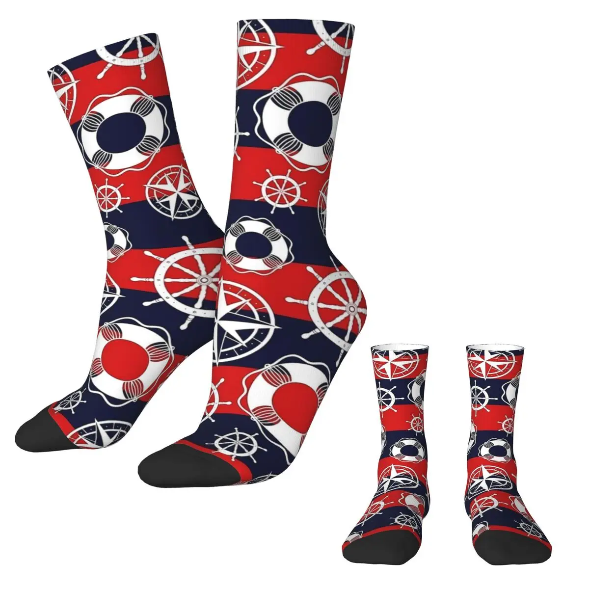 Unisex Men Socks Anchor Nautical Marine Stockings Winter Leisure Soft Socks Printed Outdoor Anti Bacterial Socks