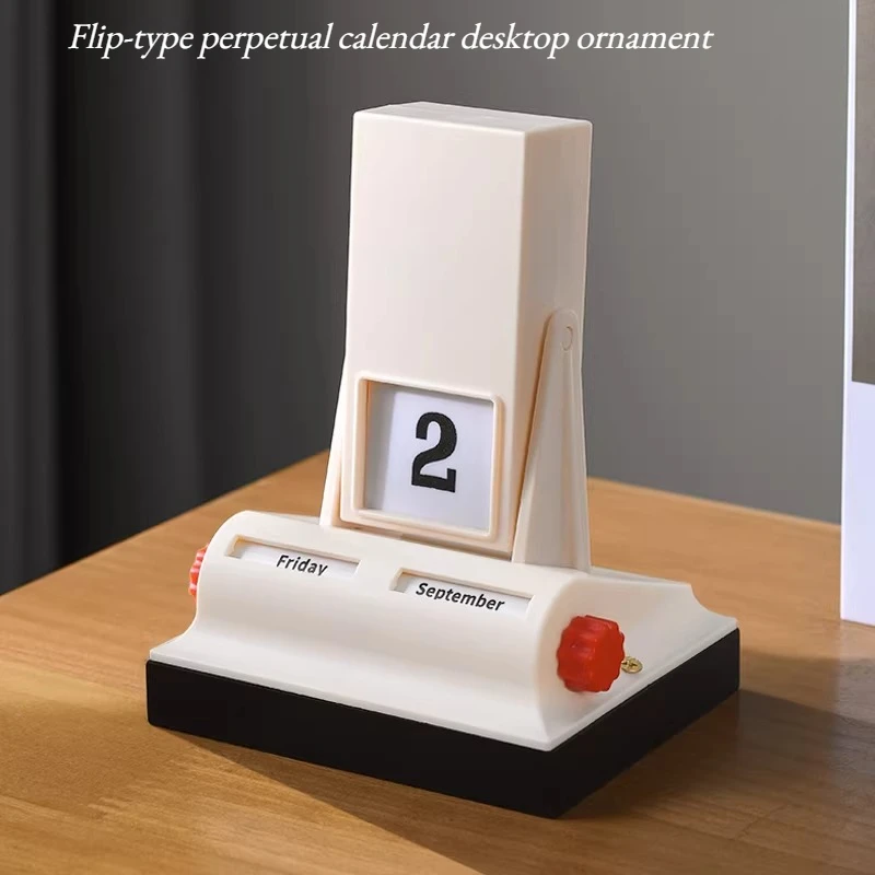 

Flipper Perpetual Calendar Calendar Ornament for Home Living Room Tabletop Decoration Decorative Craft Gift