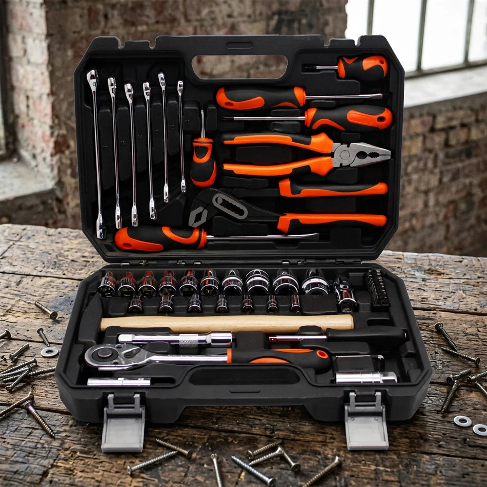 58PCS Vehicle Tool Auto Repair Socket 1/4