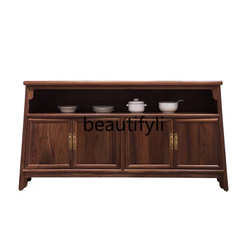 

New Chinese-style solid wood dining side cabinet household locker Chinese-style storage log living room wall cabinet