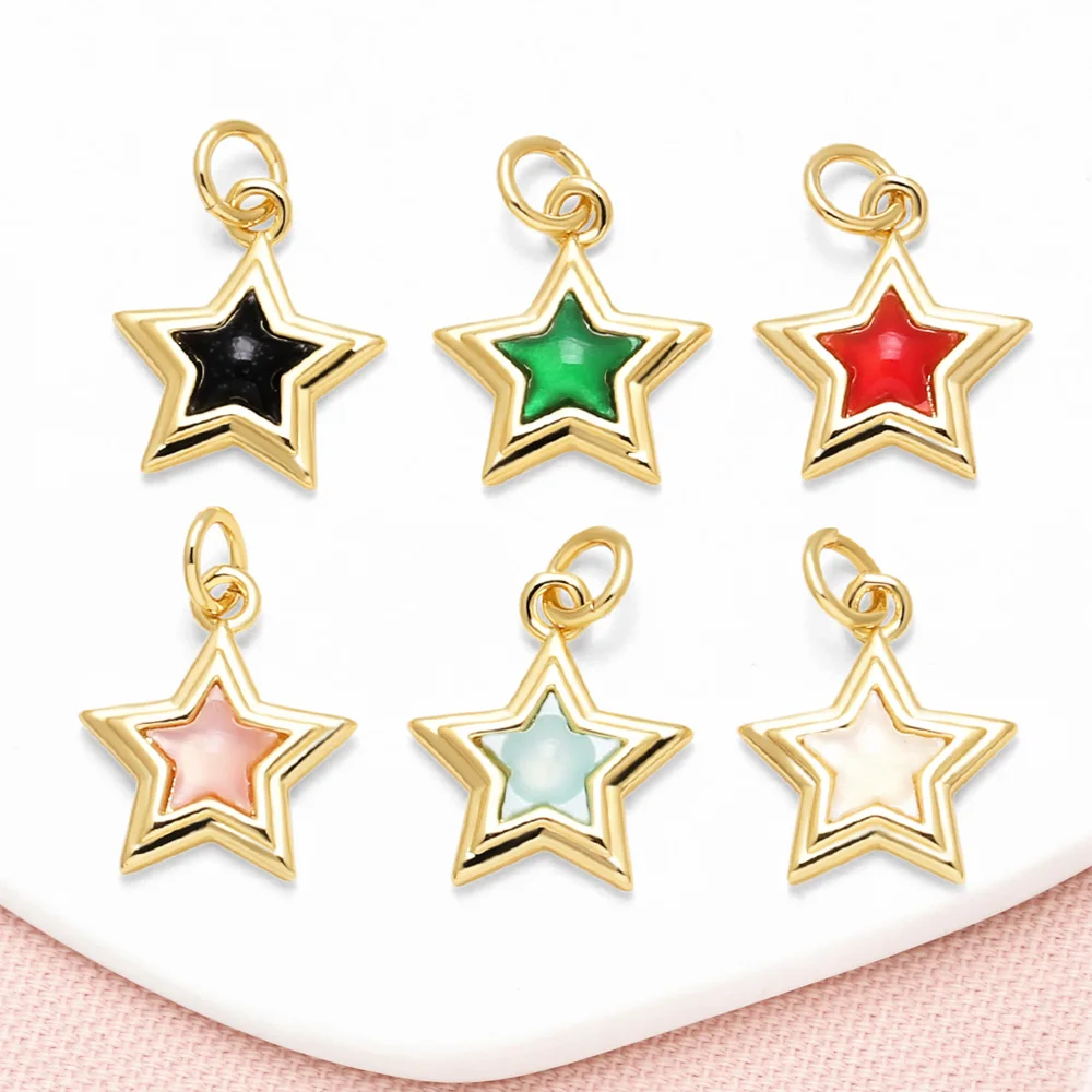 OCESRIO Multicolor Crystal Star Charms for Bracelet Copper Handmade Keychain Purse Charm Jewelry Making Supplies chma512