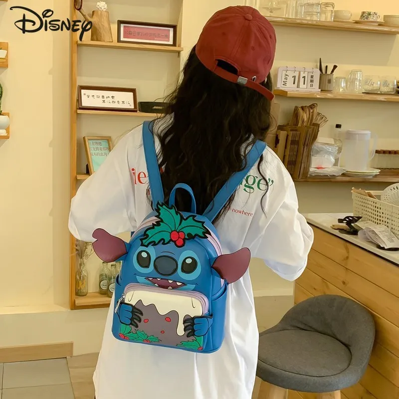 Disney Stitch Blue Funny Monster Backpack Cartoon 2025 New Outdoor Storage Bag Student Gift Fashionable