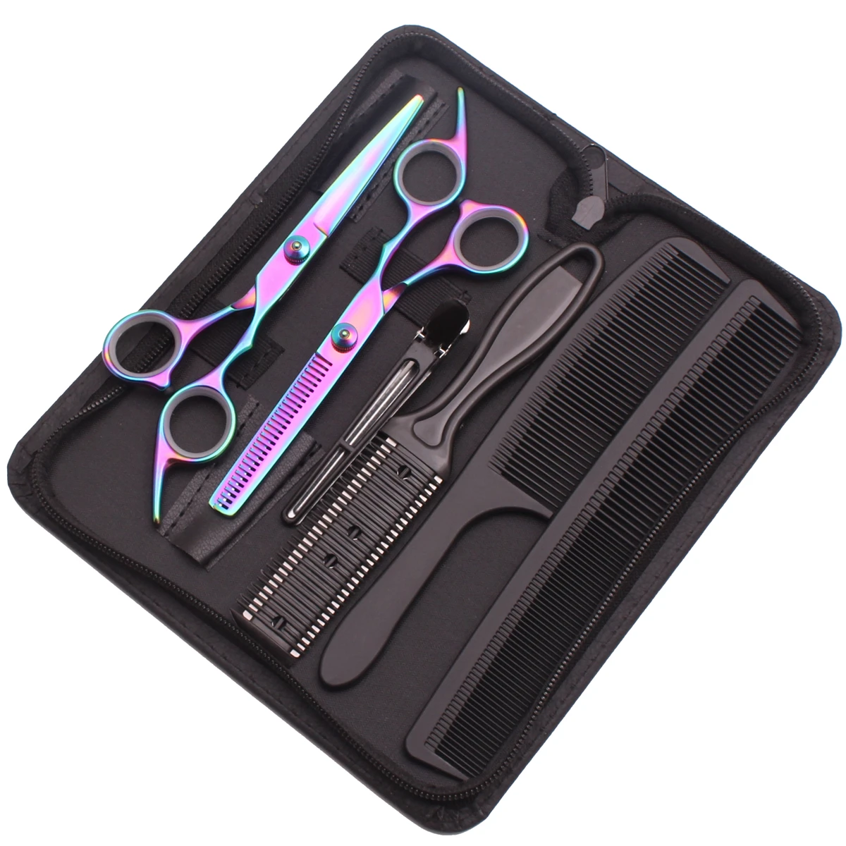 Haarschere JP Edelstahl Friseurschere 6" Haarschnitt-Set Effilierschere Friseursalon Haarschnittschere Rasiermesser Kämme C1001 – Detail 13