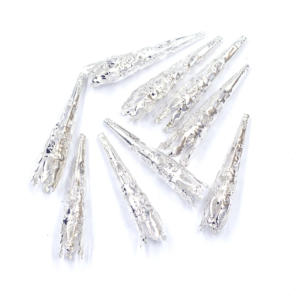 

300PCS 3D Silver Plated Hollow Cone Flower DIY End Beads Receptacle Beaded Caps Crafts Jewelry Clothing Decoration Supplies