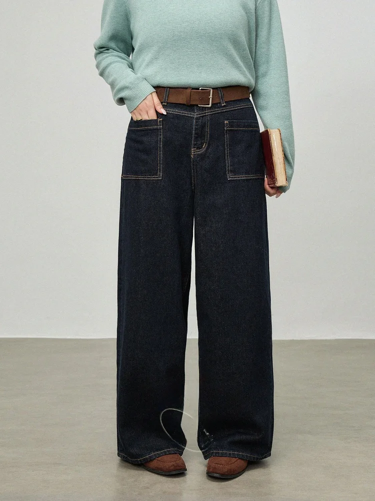 

Джинсы женские с высокой талией, прямые, винтажные, из денима, больших размеров, свободные, широкие, осенне-зимние, модный тренд