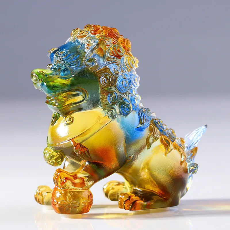 Coloured glaze lion ornaments power pedal the universe long-lasting descendants