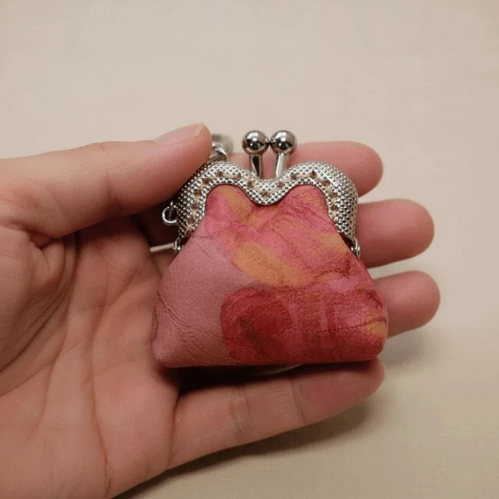 Creative Embroidered Brocade Coin Purse Anti-lost Small Pocket Cotton Mini Pouch Thickened Polyester Key Ring Packet Earrings