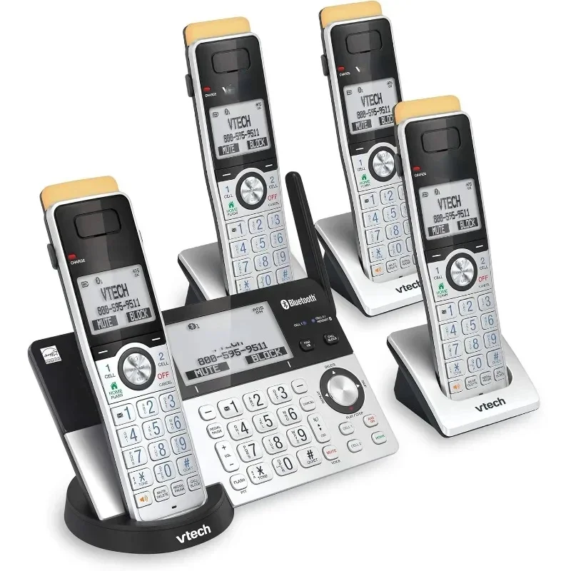 Super Long Range 4 Handset Cordless Phone for Home with Answering Machine, 2300 ft Range, Call Blocking, Bluetooth