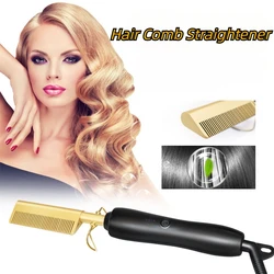 3 in 1 Hair Comb Straightener Curler Wet Dry Hot Heating Comb Iron Straightening Brush for Professional Hair Styling Tools