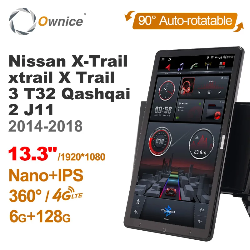 

13.3" Ownice 1Din Android 12.0 Car Radio 360 for Nissan X-Trail Xtrail X Trail 3 T32 Qashqai 2 J11 Auto Audio SPDIF 4G LTE