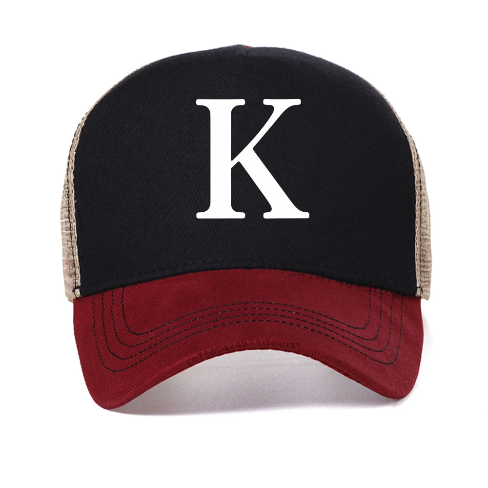 

Casual K Letter print Breathable Baseball Cap fashion Adjustable Snapback Hats mesh trucker hat outdoor Sunscreen Peaked Caps