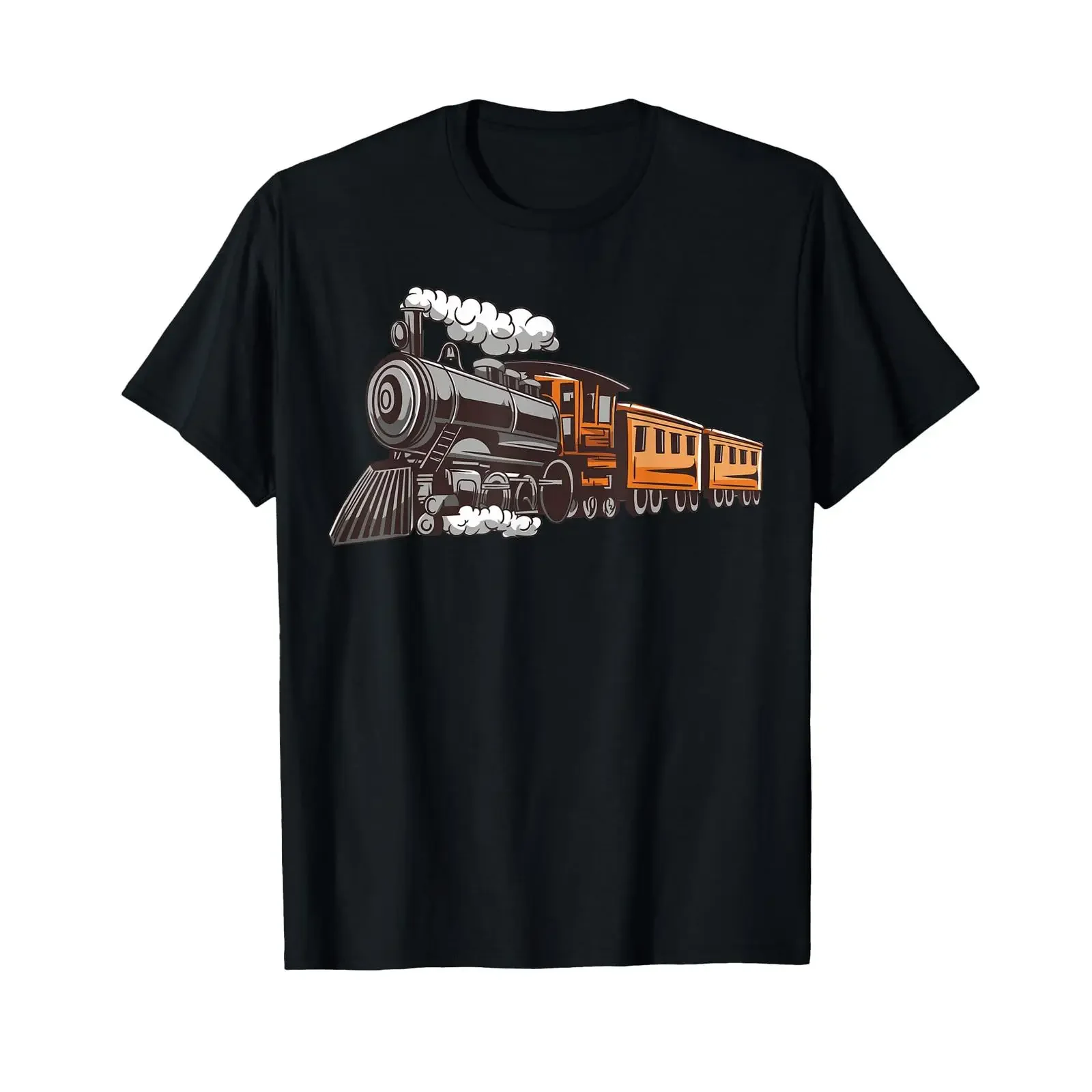 kids railway worker train express locomotives T Shirt Black vintage Washed Casual fashion Top For Everyday Wear Breathable