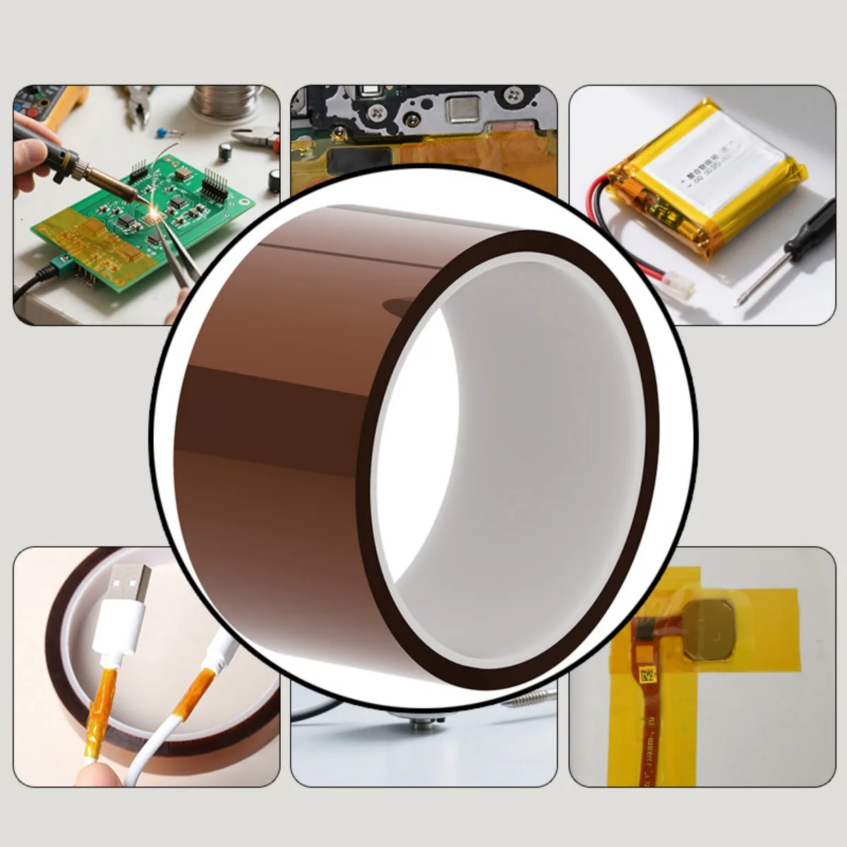 Kapton Polyimide Tape Film Heat Resistant Non-Adhesive Insulation for IC Repair DIY 10mm-30mm Width