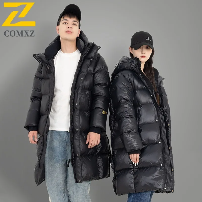 

COMXZ Men Winter Jacket Long-Length Thickened Ski Trip Windproof Feature Snow Puffer Jacket Street Look Warm Design Padding Coat