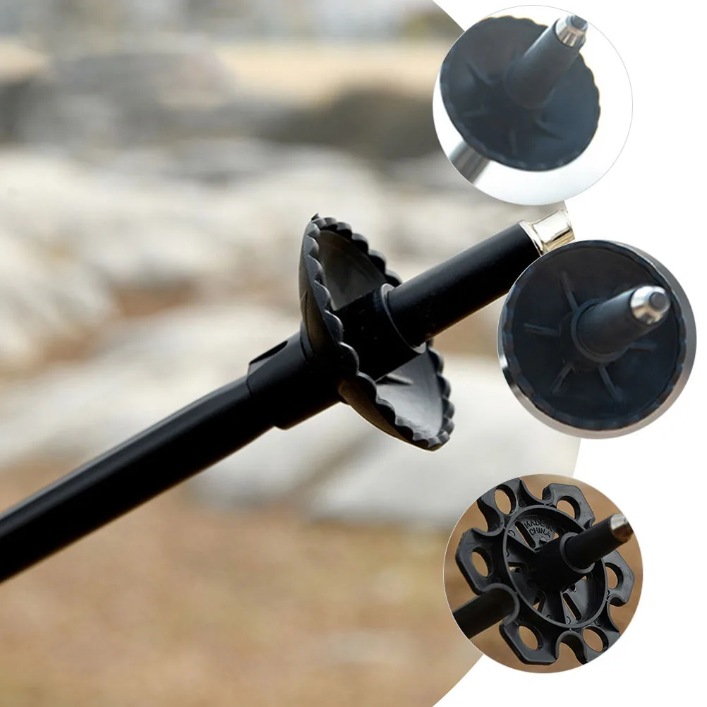 

6pcs Trekking Pole Mud Support Snow Walking Stick Tips Black Anti-s Base Climbing Ski Hiking Protector Lightweight Durable