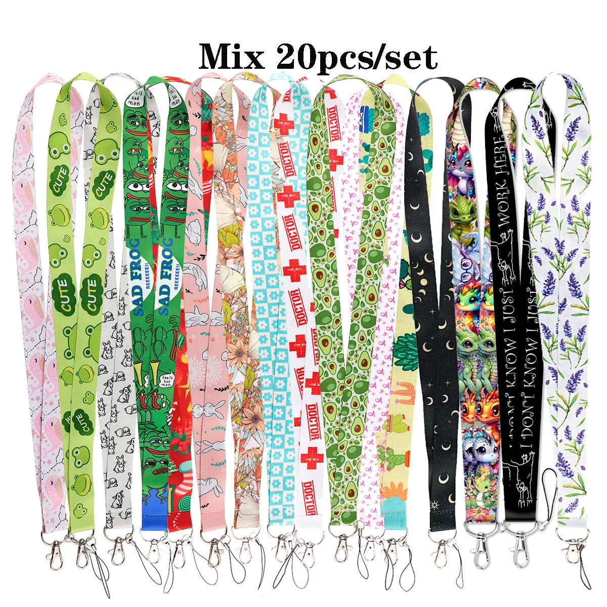 

Mix 20pcs/set Cartoon Rope Strap Keychain Cute Animals Lanyard For Cars Motorcycles Keys Anti-Lost Hang Rope Accessories Gifts