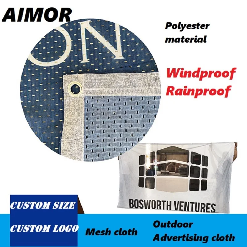 Imagem -02 - Aimor-windproof e Rainproof Publicidade Pano Imagem do Logotipo Personalizado Faça Você Mesmo Mesh Cloth Banner Fundo de Impressão Qualquer Tamanho ao ar Livre