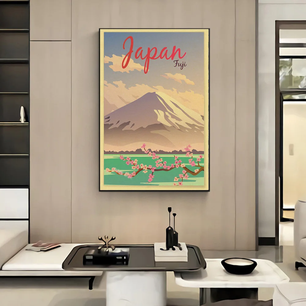 

Japan Fuji Mountain Cherry Blossom Tourist Attractions Canvas Posters Tokyo Travel Vintage Room Bar Scenic Spots Decor Aesthetic