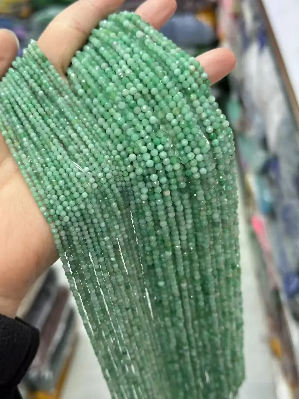 

AAAA Natural Green Emerald Faceted Round Beads Making DIY Bracelet Necklace for Jewelry For Woman Making Accessories Wholesale