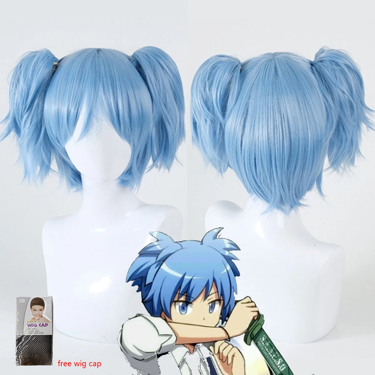 

New Anime Shiota Nagisa Cosplay Wig Assassination Sally Face Clip Ponytails Heat Resistant Synthetic Hair Classroom Cosplay Wigs