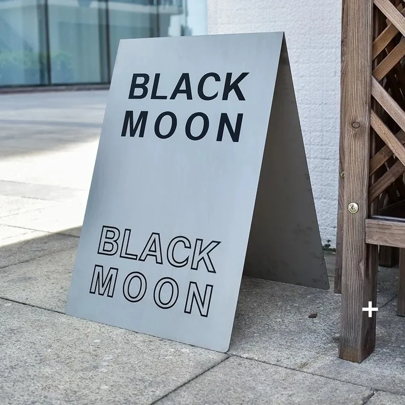 JMZ Stainless Steel Mirror Display Stand Small Sign Vertical Floor Door Advertising Card for Coffee Shop Welcome Korean Style