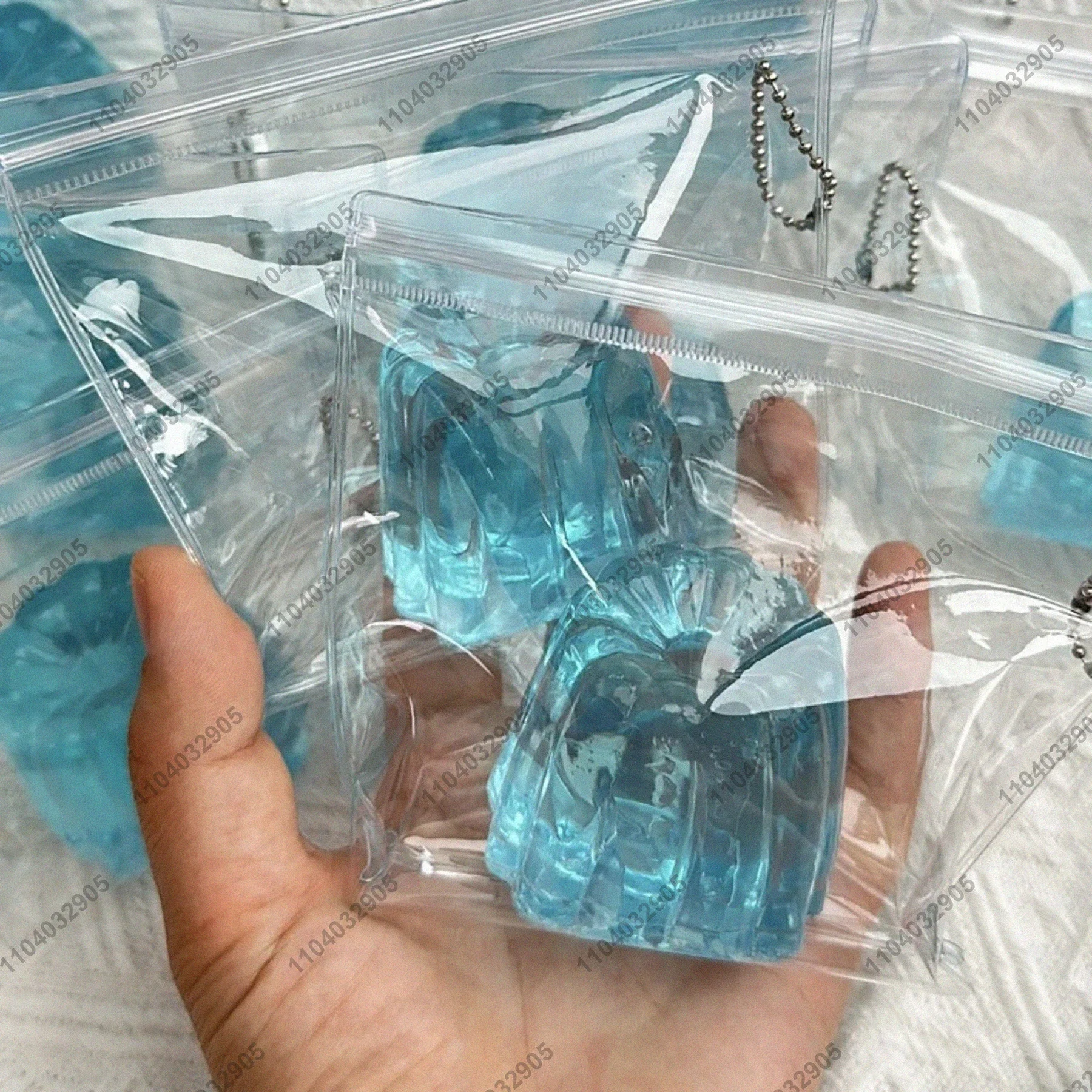 Blue Glacier Jelly Taba Squishy Silicone Transparent Blue Cannelés Jelly Squishy Squeeze Toy Stress Release Hand Relax Gift Toy