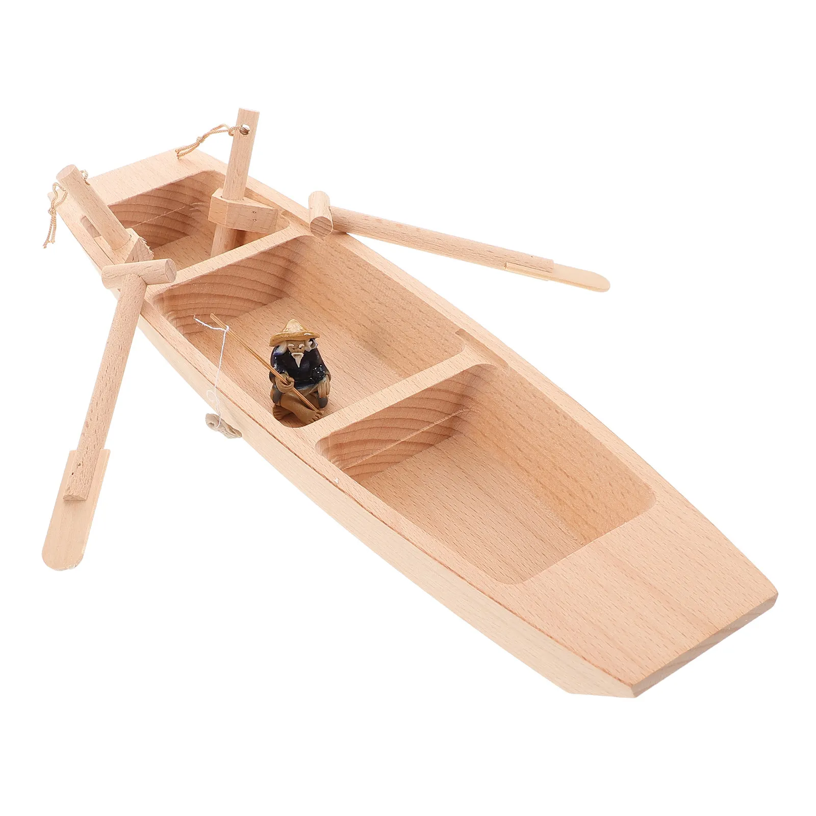 1Set Wooden Miniature Boat Unfinished Surface Realistic Detail Craft Boat Decor for Home Office Desktop Shelf Cabinet Display