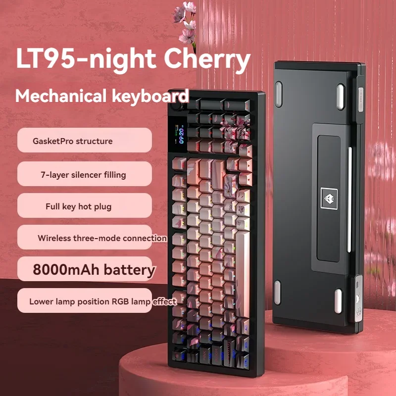 New LangTu LT95 Mechanical Keyboard Tri-mode Wireless 2.4G customized Hot Swap Rgb PBT Keycaps Gaming Keyboard Pc Accessories