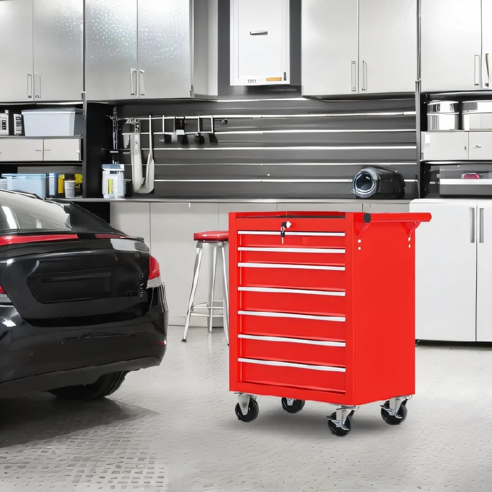 Cassettiera multifunzionale per attrezzi con ruote con 7 cassetti, organizer per carrello resistente per officina e garage
