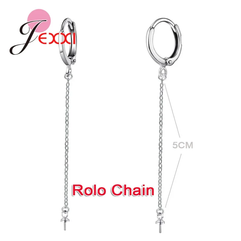 925 Sterling Silver Earring Drop Earrings Fitting Ear Setting Base for Long Chain DIY Earrings Jewelry Making Accessories