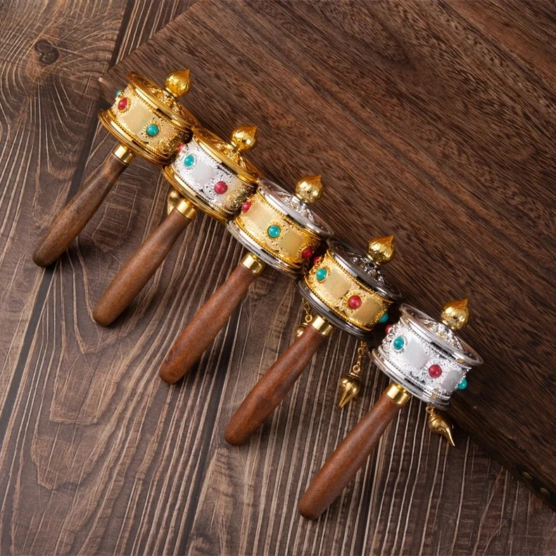 Xizang Souvenirs/hand Turning Gold Wheel/gold Turning Tube/Guanyin Six Character Mantra/feng Shui Ornaments Buddha Statue