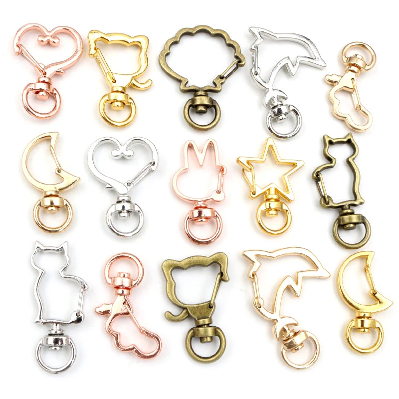 Cat Heart Snap Hook Clips, 10pcs Keychain Supplies