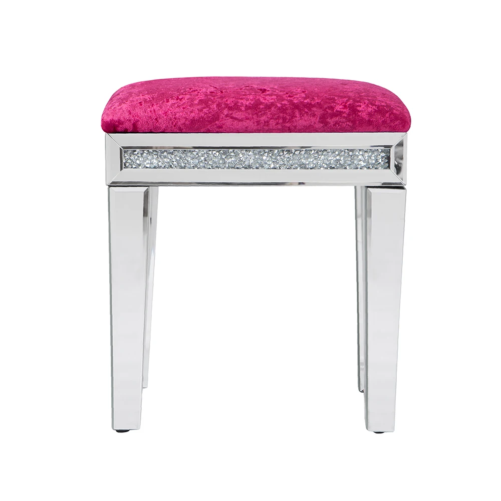 Crushed Diamond Bedroom Dressing Stool Velvet Chair Mirror Makeup Vanity Special Stool