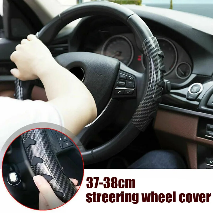 

1 Pair Carbon Fiber Universal Car Steering Wheel Cover with Spinner Handle Knob Durable Car Accessories for Bmw E90 E60 F10 F20