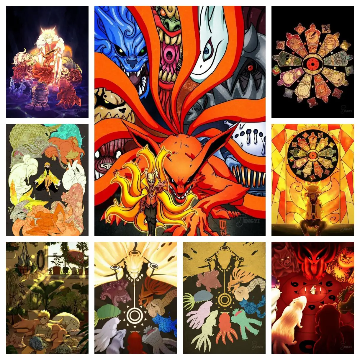 

Japanese Anime Naruto Diamond Painting Painted style Kit Nine Big Tails 5D Embroidery Handmade Art Gift Crafts Home Decoration