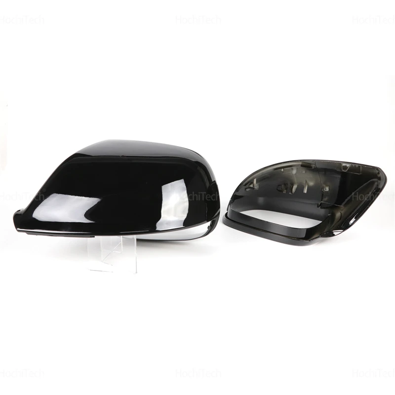 Carbon Fiber Style Black Rearview Side Mirror cover Caps for Audi Q5 SQ5 08-17, 8R Q7 4L 10-15  without Lane Assist