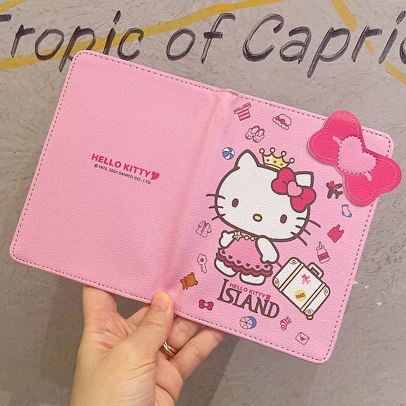 Japanese hello kitty cute passport holder document bag protective cover multi-functional card holder travel ticket storage women