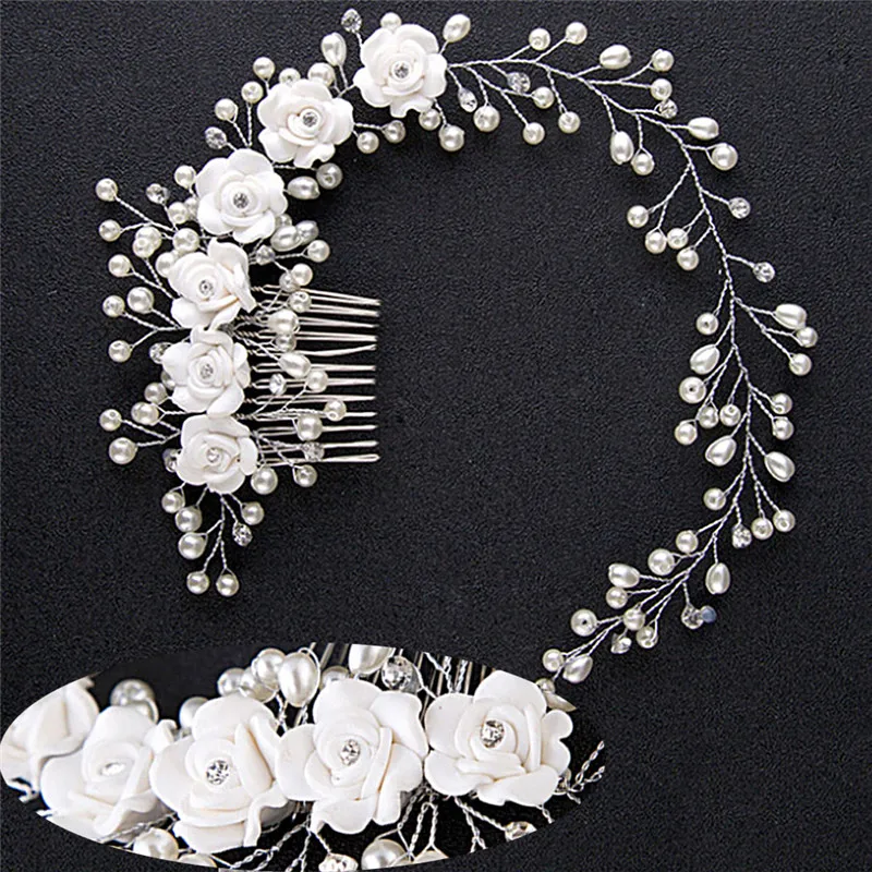 New·Luxury Wedding Hair Jewelry For Bridal Pearl Hair Comb Hand Made Hair Accessory·
