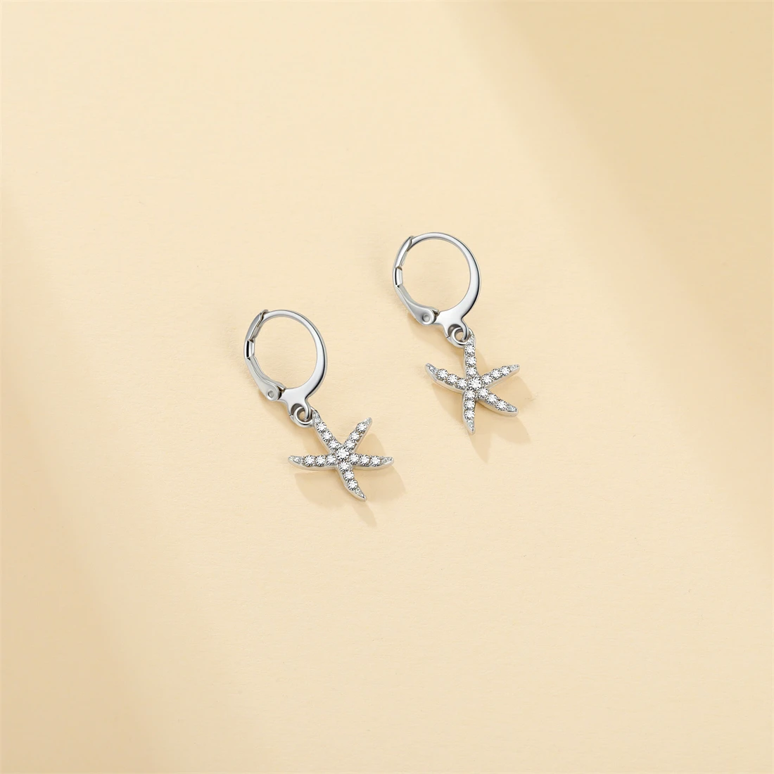 Eueavan Zirkon-Seestern-Muschel-Creolen aus Edelstahl, geometrische Ohrringe für den Sommerurlaub am Strand, für Damen, Party-Schmuck, Geschenk – Detail 10
