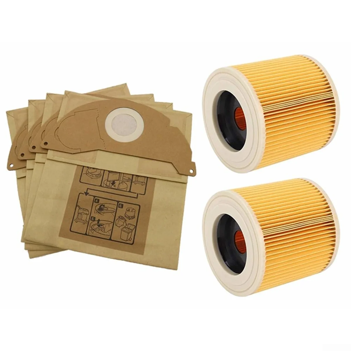 QA88X 掃除機バッグとカートリッジフィルター ケルヒャー WD2 WD2.200 MV2 A2004 6.904-322.0 ウェットドライ掃除機用