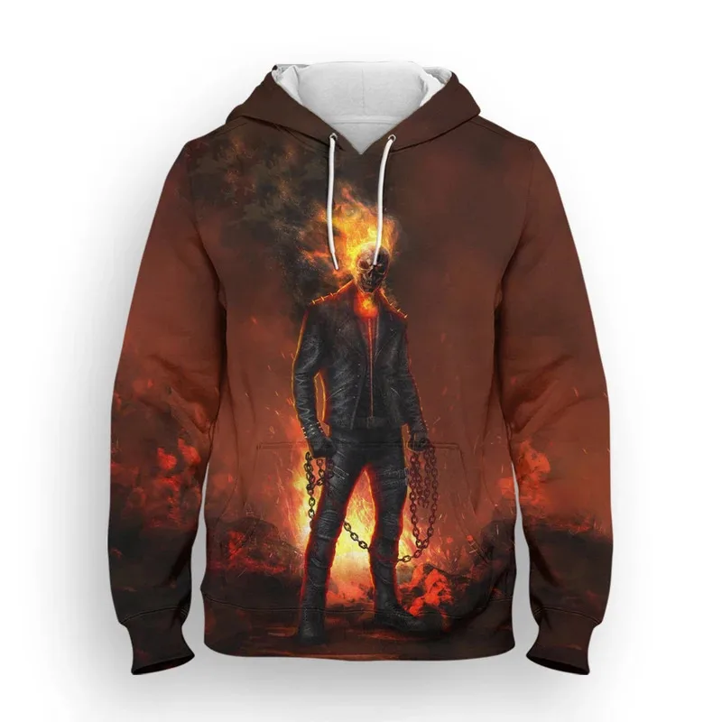 Miniso المرأة كبيرة الحجم هوديي شبح رايدر ثلاثية الأبعاد مطبوعة كول الأطفال بلوزات ربيع الموضة Harajuku ملابس رجالية بلايز