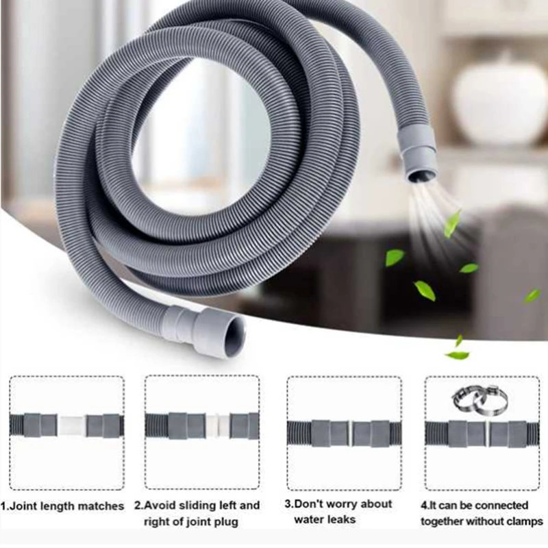 A86I-تركيبات خرطوم تصريف أنابيب الغسالة الأوتوماتيكية، 4 أمتار