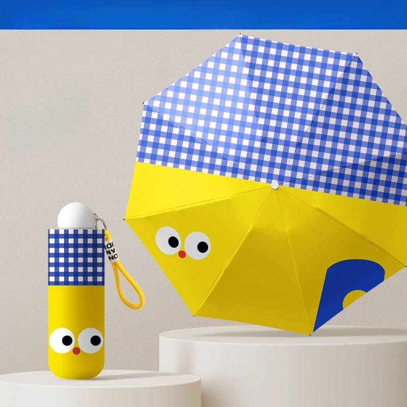 Mini Five-fold Manual Sun Umbrella for Boys and Girls Children Cartoon Sun Protection and Shading Student Pocket Sunny Umbrella