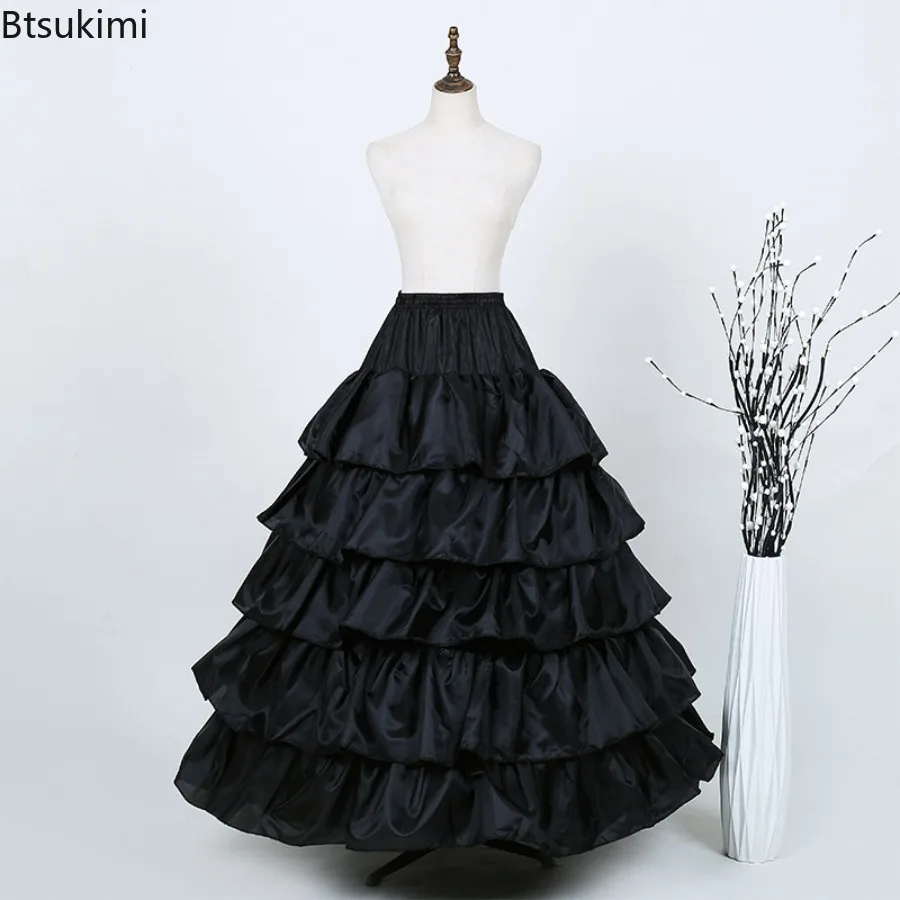 

2025 New Lolita Puffy Skirt Petticoat 5 Ruffles Layers Ball Gown Petticoat Underskirt Slip for Wedding Dress Adjustable Waist